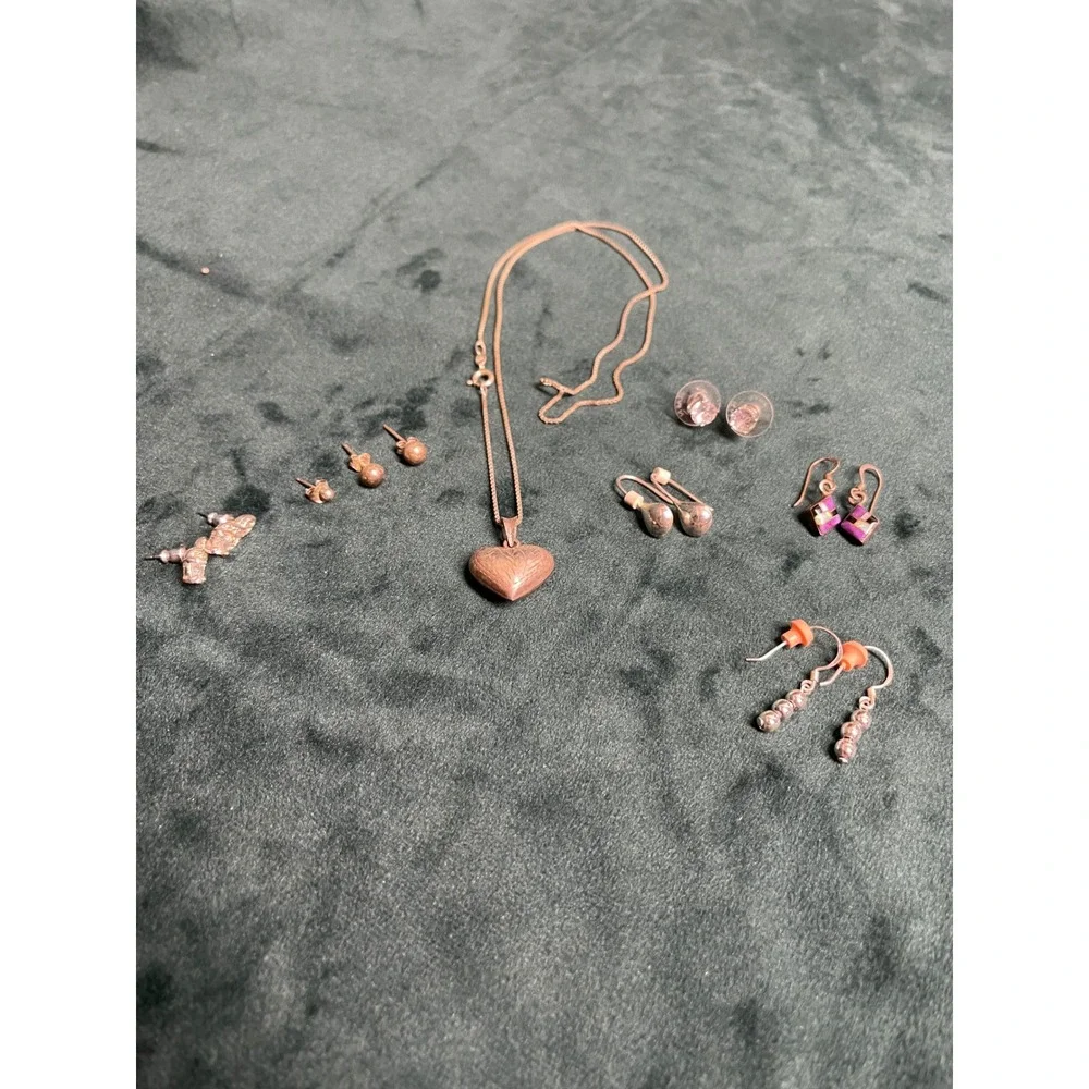 Assorted Sterling Silver Jewelry Lot Heart Necklace 925 CZ Earrings 7pc - Picture 1 of 6